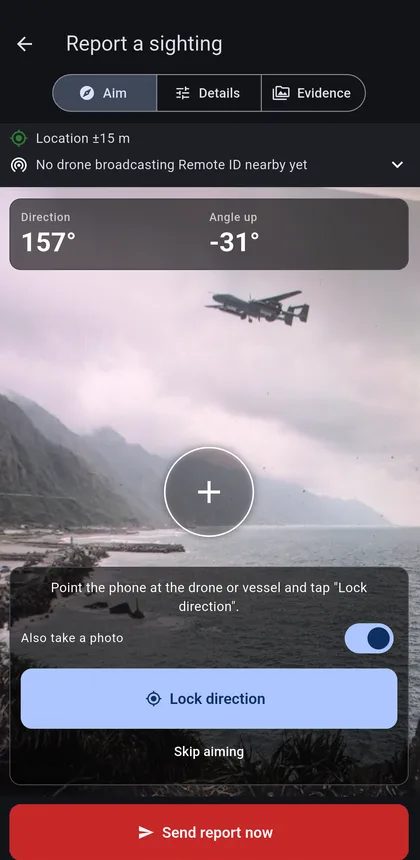 Aim at the drone and lock the direction